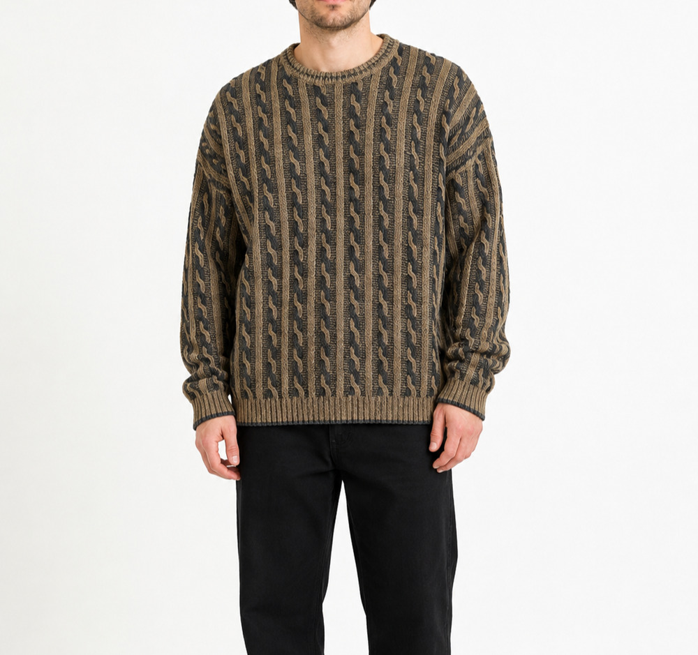 Vtg 90s Liberty Sweater Mens XL 3D Cable Knit Pullover Grandpa Made USA